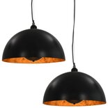 Plafondlampen 2 St Halfrond E27 40 Cm Zwart En Goudkleurig